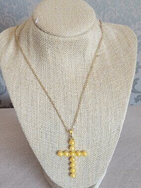 Golden Freshwater Pearl Cross